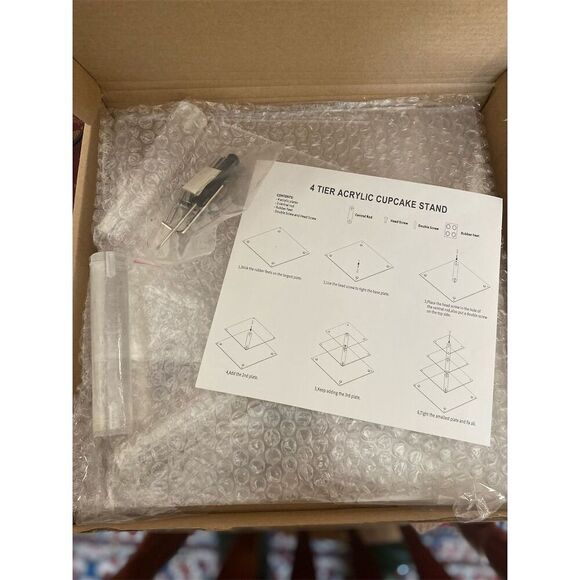 YestBuy 4 Tier Clear Acrylic Cupcake Stand Square Display 16" Tall - Picture 4 of 10